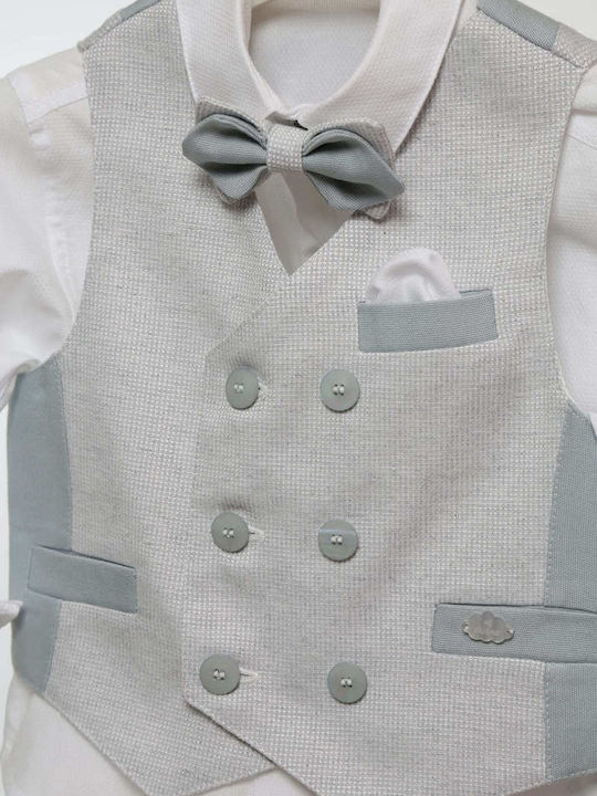 Mi Chiamo Boys Baptism Suit with Vest Gray