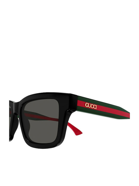 Gucci Unisex Sonnenbrillen mit Schwarzem Horn umrandetem Rahmen und Grauen Gläsern GG1869S 001