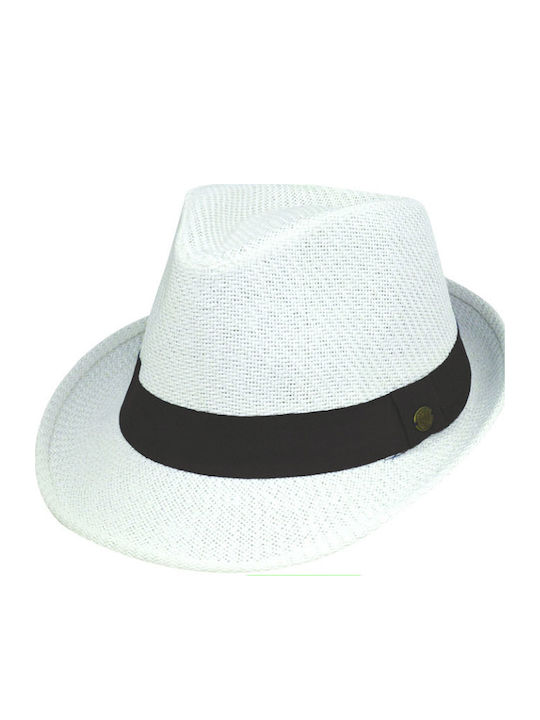 Kids' Hat Fedora Fabric White