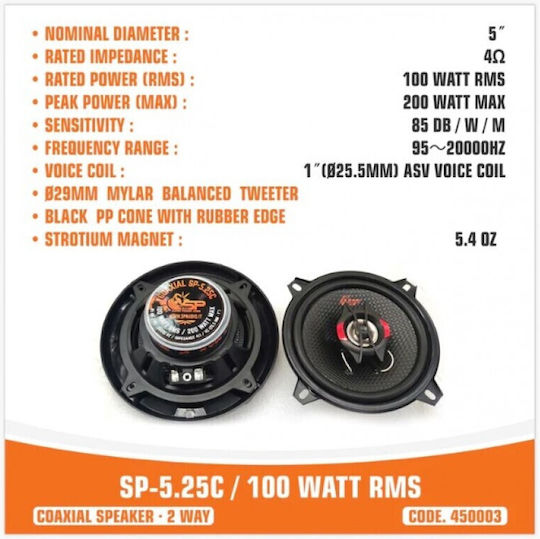 SP Audio Set Auto-Lautsprecher 5.25" mit 100W RMS (2 Weg)