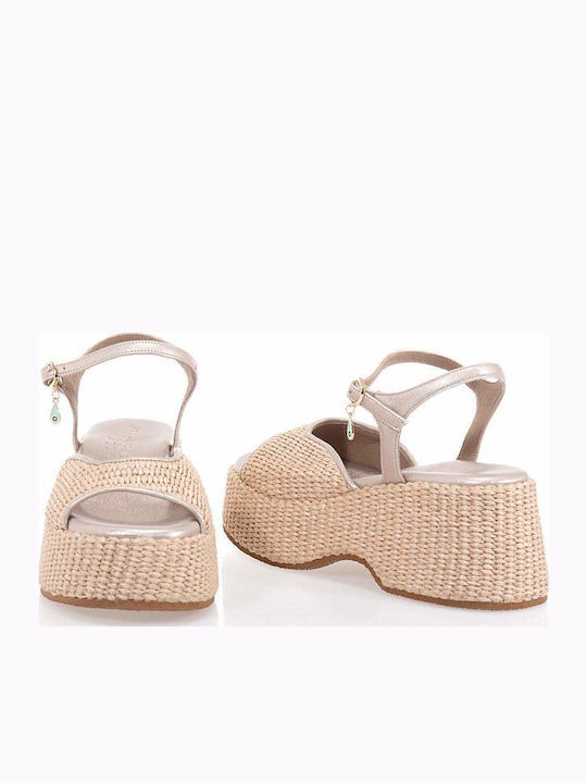 Damenplattformen Beige