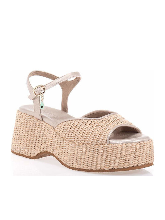 Damenplattformen Beige
