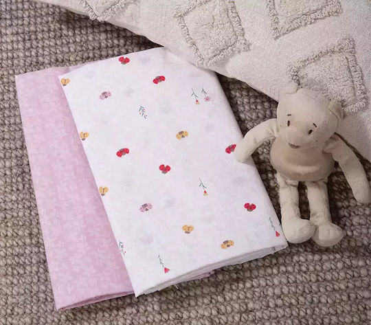 Nef-Nef Homeware Lady Bug Baby Sheets Set Cradle Cotton Ecru 70x120cm 2pcs