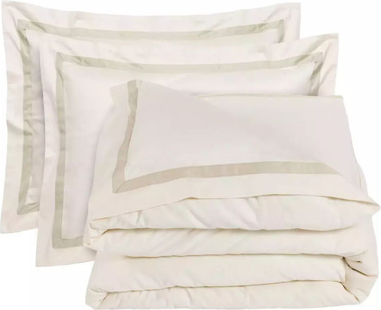 Das Home Set Duvet Cover Executive 1699 Cotton Satin 220x240cm Super King with 2 Pillowcases Ivory
