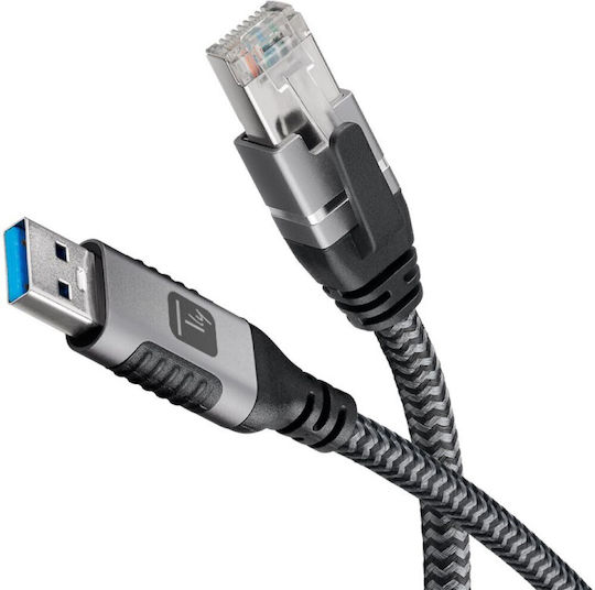 Techly Icoc U3a-rj45-010 Καλώδιο Usb 3.0 Male Ethernet Rj45 Male 1m