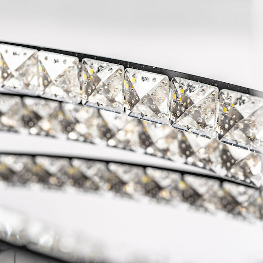 Toolight Κρεμαστό Φωτιστικό Ασημί με Κρύσταλλα 77x77x100εκ.