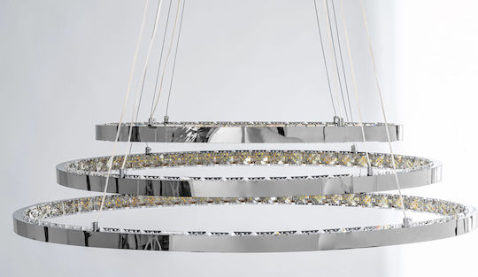 Toolight Κρεμαστό Φωτιστικό Ασημί με Κρύσταλλα 77x77x100εκ.