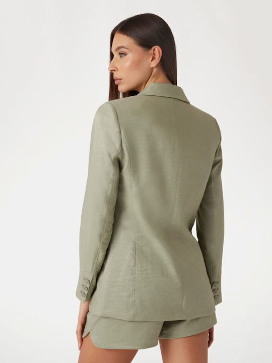 Guess Lang Damen Gekreuzt Blazer Light Green