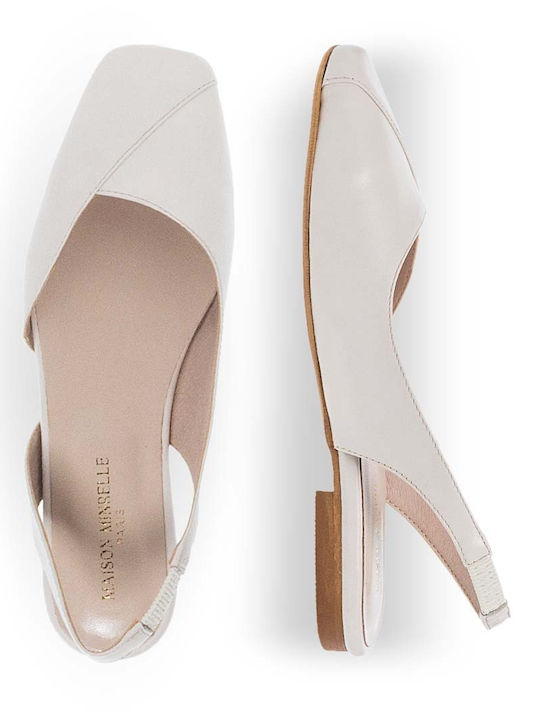 Lederne Damen Ballerinas Slingback in Beige Farbe