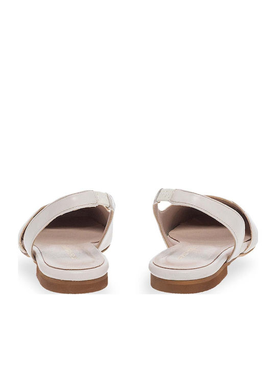 Lederne Damen Ballerinas Slingback in Beige Farbe