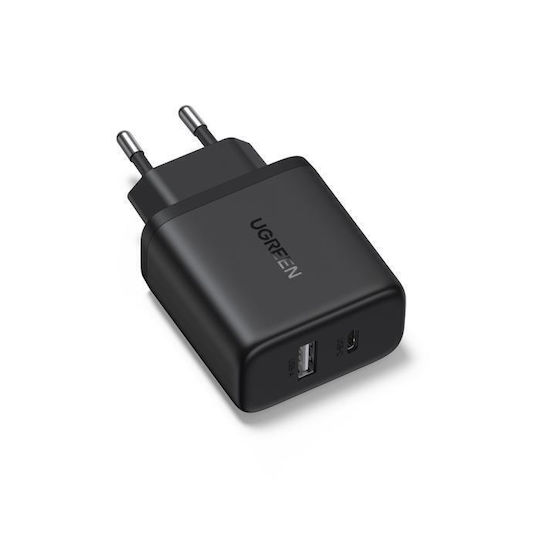 Ugreen Φορτιστής Χωρίς Καλώδιο με Θύρα USB-A και Θύρα USB-C 20W Quick Charge 4.0 Μαύρος (X227)
