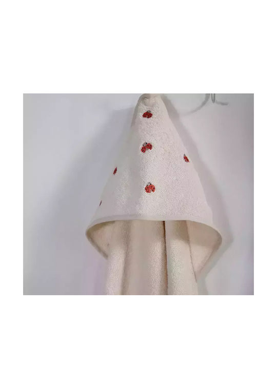 Nef-Nef Homeware Βρεφική Κάπα-Μπουρνούζι με Κουκούλα Lady Bug Ecru 75x75εκ.