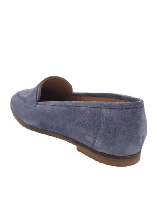 Leder Damen Loafers in Blau Farbe