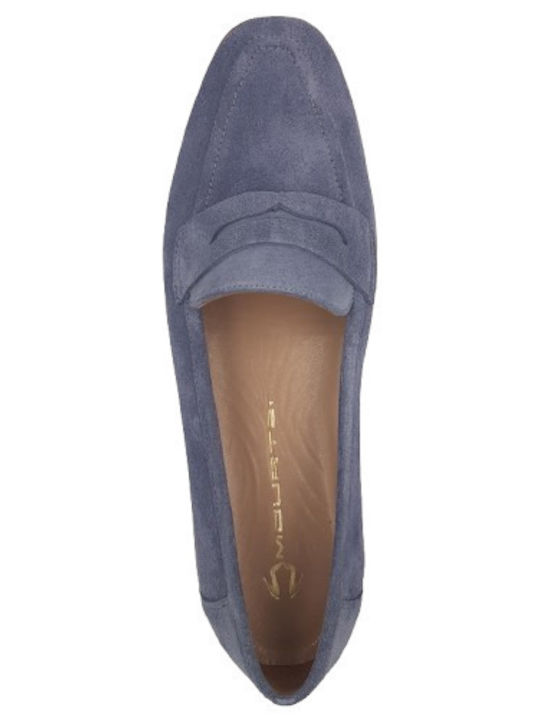 Leder Damen Loafers in Blau Farbe