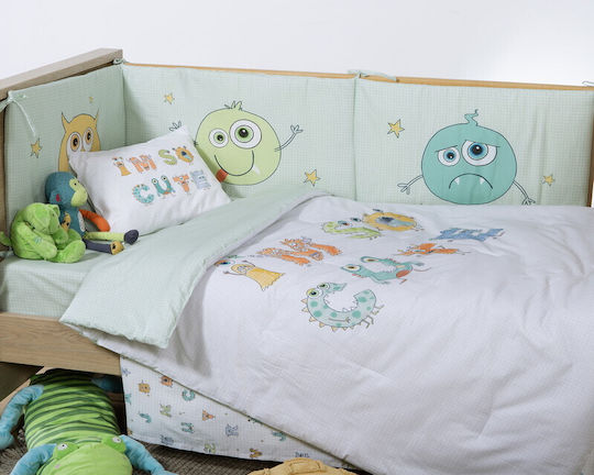 Nef-Nef Homeware ALPHABET MONSTER Бебешка кувертюра Памук Зелен 110x140см
