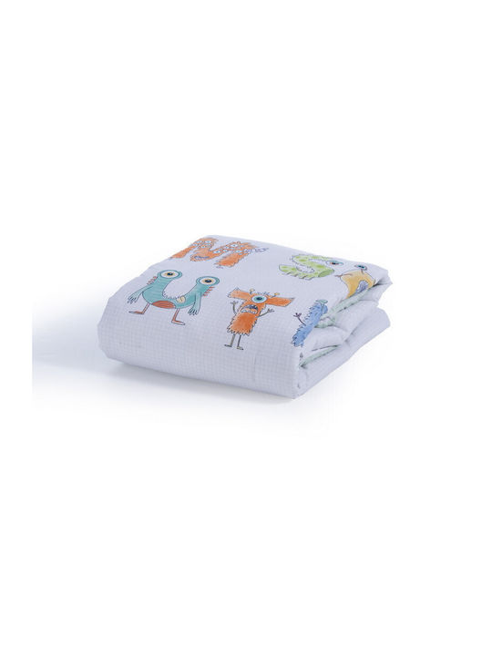 Nef-Nef Homeware ALPHABET MONSTER Baby Quilt Baumwolle Grün 110x140cm