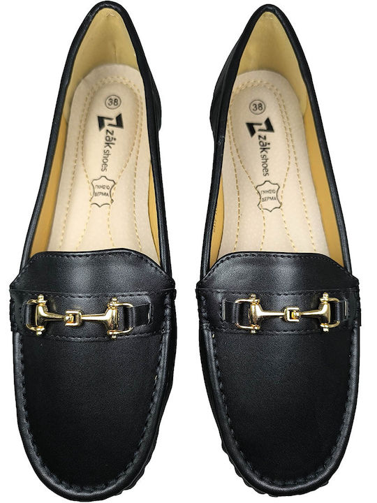 Leather Women's Moccasins in Black Color