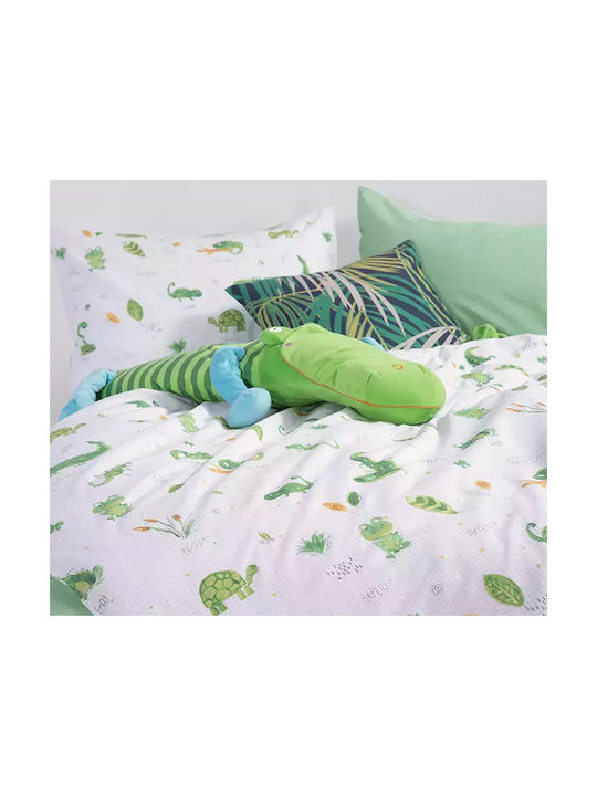 Nef-Nef Homeware Bettwäsche-Set Einzel Baumwolle Cute Reptiles Grün 170x260cm 3Stück