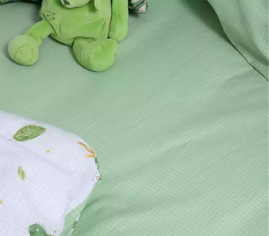 Nef-Nef Homeware Σετ Σεντόνια Μονά Βαμβακερά Cute Reptiles Πράσινο 170x260cm 3τμχ