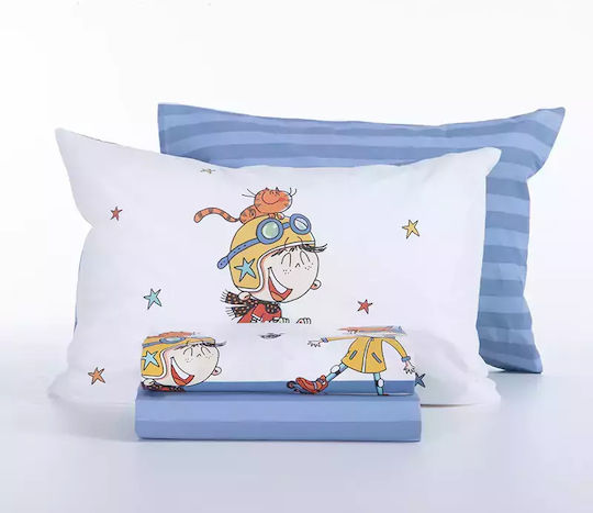 Nef-Nef Homeware Σετ Σεντόνια Μονά Βαμβακερά In The City Λευκό 170x260cm 3τμχ