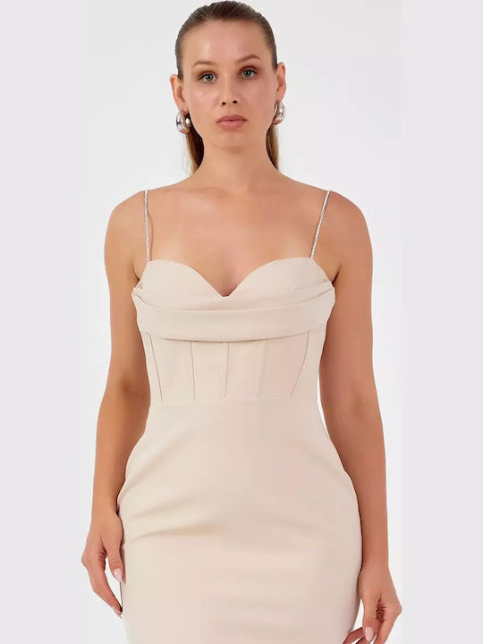 Sommer Midi Abendkleid Beiges