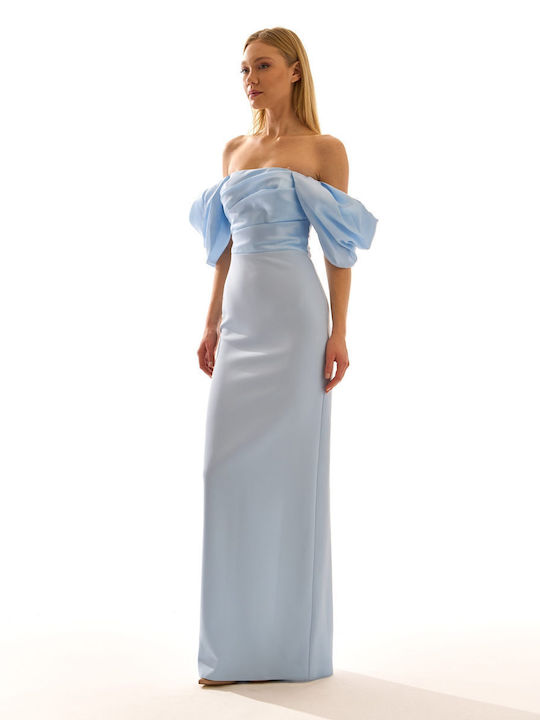 Maxi Dress for Wedding / Christening Strapless Off-Shoulder Light Blue