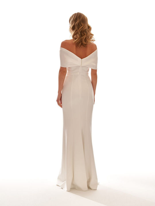 Maxi Kleid für Hochzeit / Taufe Offener Rücken Ecru