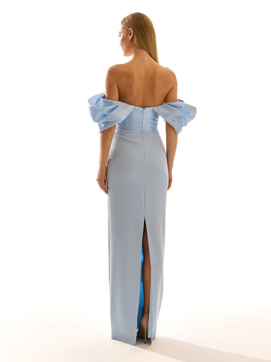 Maxi Dress for Wedding / Christening Strapless Off-Shoulder Light Blue