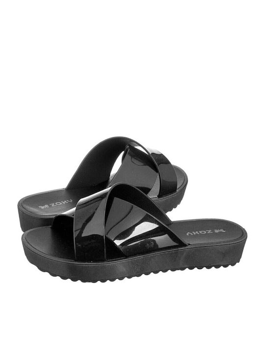 Șlapi în Stil Pădală în Culoare Negru