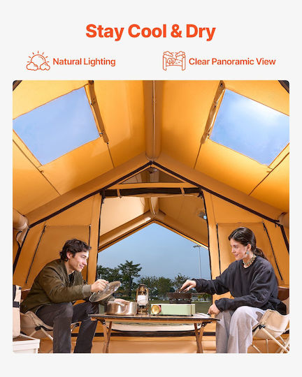 Vevor Aufblasbares Campingzelt Gelbe 3 Jahreszeiten Für 12 Personen 480x360x220cm