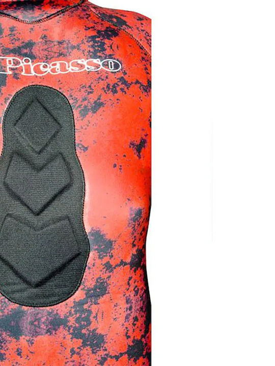 Picasso Camo Blood Geteilte Kleidung Taucheranzug mit Brustpolster für Speerflinte Tarnung Rote 1.5mm
