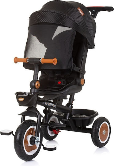 Chipolino Kids Tricycle Bicycle Marathon with Storage Space, Parental Handle & Tent for 1-3 Years Black