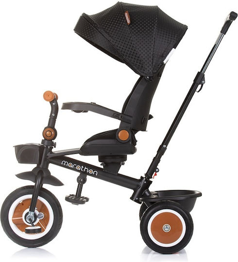 Chipolino Kids Tricycle Bicycle Marathon with Storage Space, Parental Handle & Tent for 1-3 Years Black