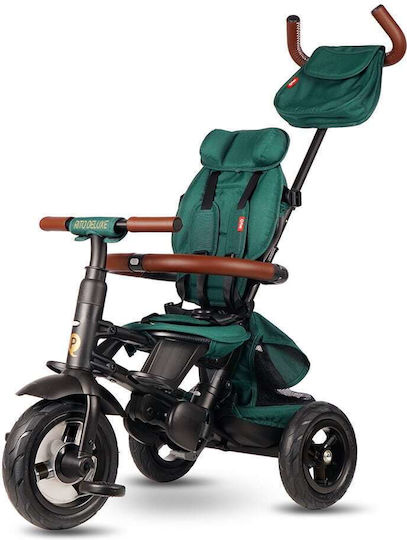Q Play Kids Tricycle Bicycle Rito Deluxe Foldable & Convertible with Parental Handle, Air Wheels, Tent & Storage Space for 10+ Months Black