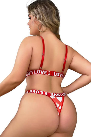Damen Plus Size Set Annamu Rot A-1042