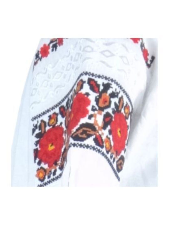 Baumwolle Tunika Langärmelig White/Red
