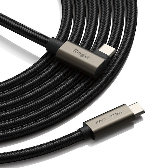 Ringke 90 Degree USB 3.2 Video Cable USB-C Male - USB-C 240W PD Black 2m RGK11762