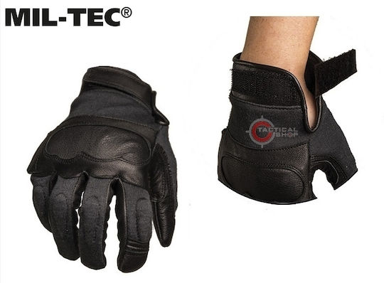 Mil-Tec Military Gloves Black Leather in Black color
