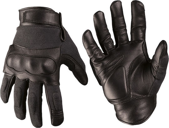 Mil-Tec Military Gloves Black Leather in Black color