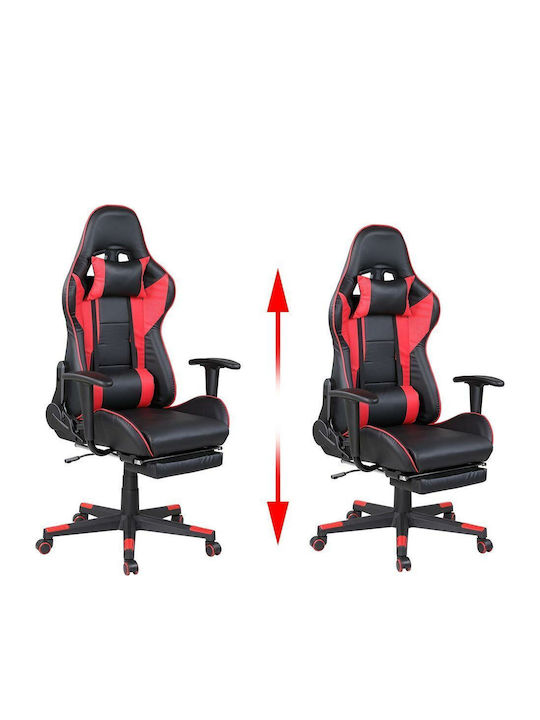 Bakaji 02837447 Καρέκλα Gaming Δερματίνης με Υποπόδιο Μαύρο / Κόκκινο