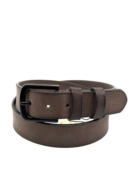 Wide Men's Belt Leather Brown