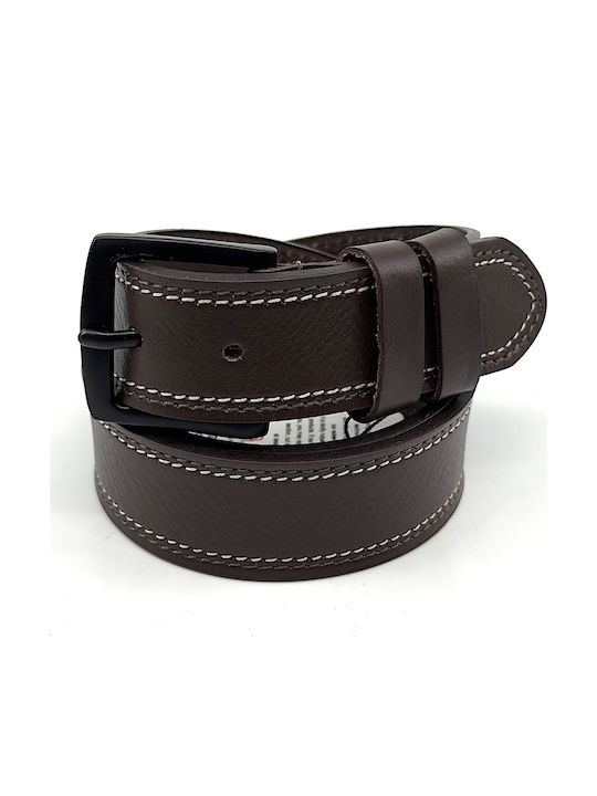 Wide Men's Belt Leather Brown