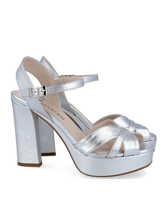 Leder Sandalen Silber