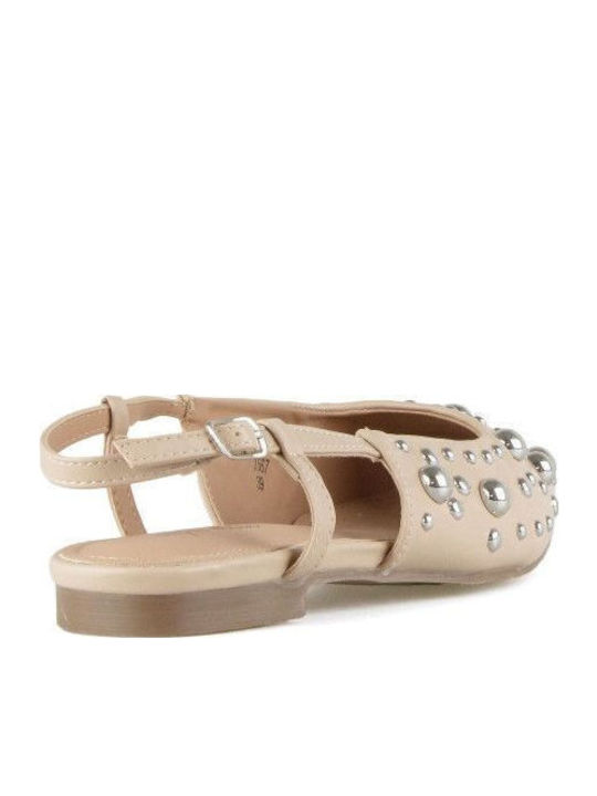 Γυναικείες Μπαλαρίνες Slingback με Λουράκι σε Μπεζ Χρώμα