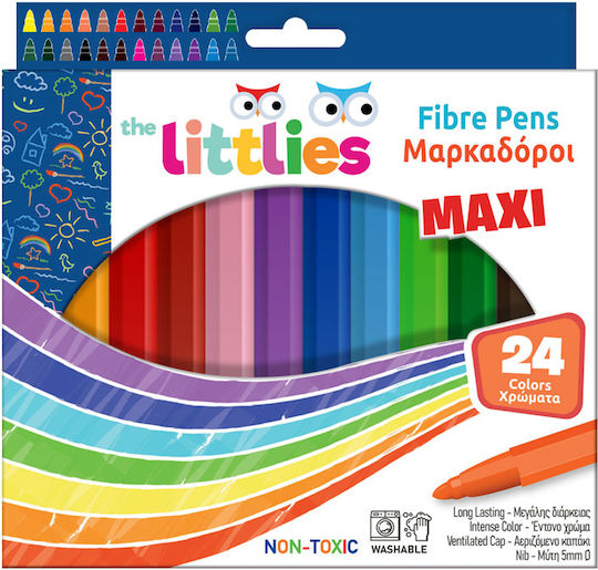 The Littlies Fibre Pens Washable Drawing Markers 5mm Thick Set 24pcs