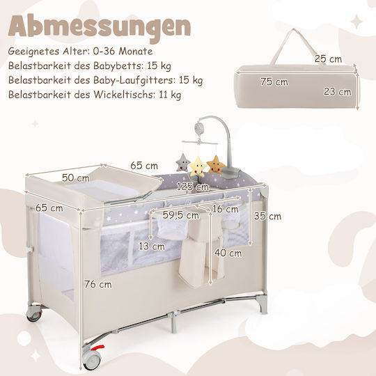 Costway Park with Mattress Beige
