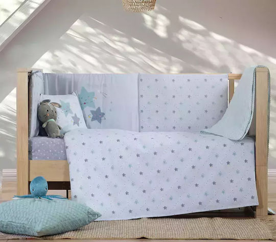 Nef-Nef Homeware Explore The Universe Crib Bumpers Classic Inside Light Blue 40x187cm