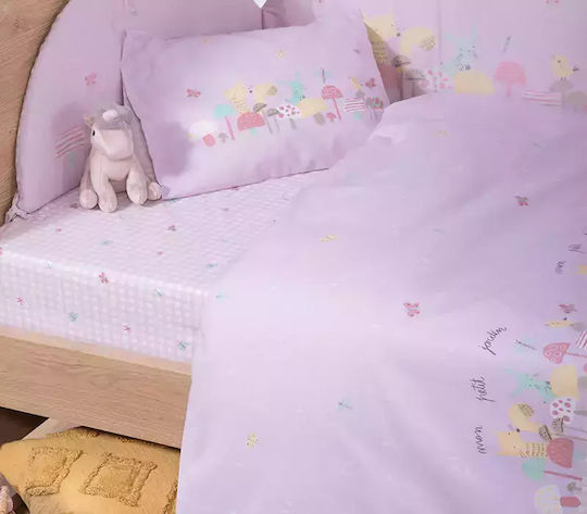 Nef-Nef Homeware Mon Petit Jardin Crib Bumpers Classic Inside Lilac 40x187cm