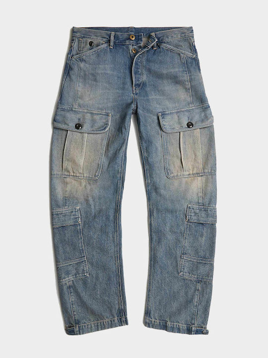 Men's Jeans Pants Cargo with Loose Fit Medium Aged Denim