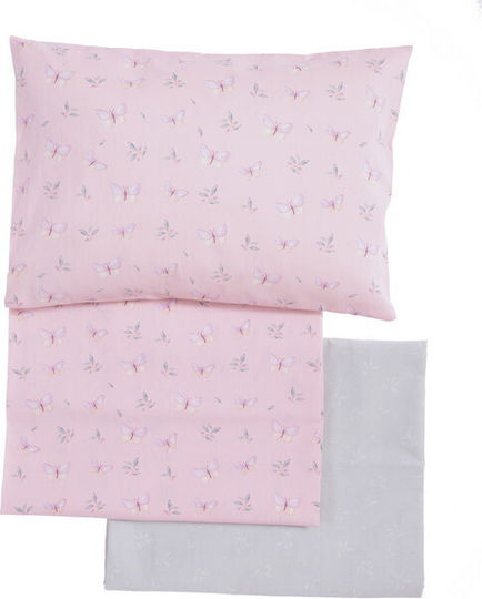 Nef-Nef Homeware Wings Of Joy Baby Sheets Set Crib Cotton Pink 170x120cm 3pcs